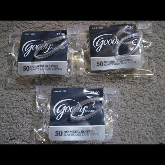 50 Goody Value Pack Clear Ouchless No Metal Small Poly Elastic Hair Bands Pouch - Picture 9 of 10